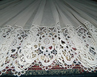 Rideaux Bistrot Dentelle à Fleurs - Blanc, 130x290 Cm - Occasion En Bon état