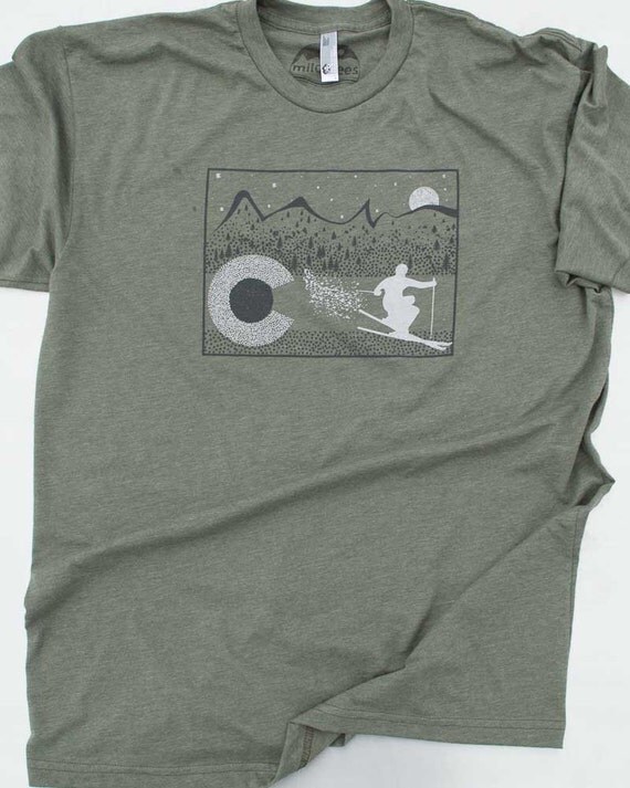 Items similar to ski Colorado art printed on american apparel shirts