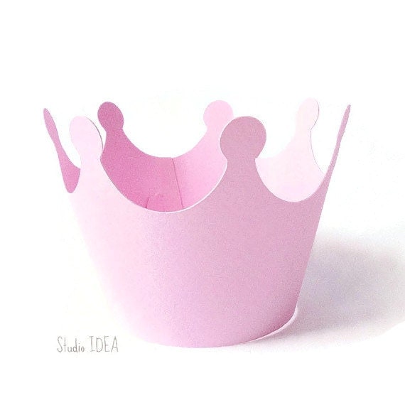 Set of 12 Pink Crown Cupcake Wrappers Standard Size Cupcake