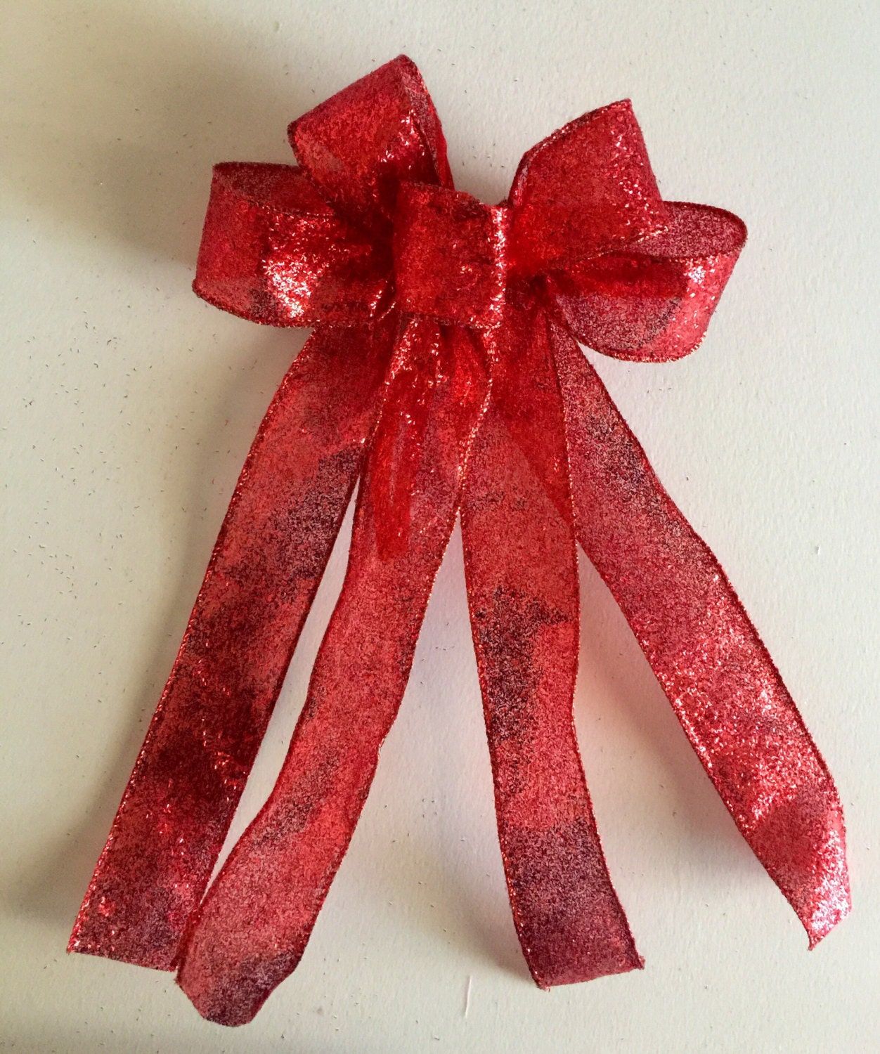 Red Glitter Christmas Wreath Bow 1.5 inches on Etsy Door
