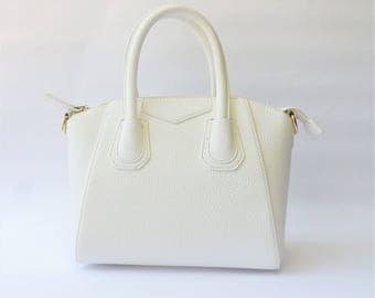 White Faux Leather Satchel | Dome Satchel | Top Handle Bag |