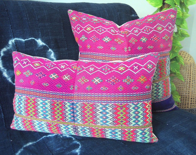 12"x20" Gorgeous Handwoven Ikat Geometric Pattern Ethnic Pillow Cover / Boho Decor Pillow / Tribal Costume Textile Throw Pillow Case