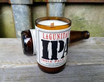 Lagunitas IPA Beer Bottle Candle, Beer Gift, Man Cave, Beer Decor, Scented Candle, Soy Candle, Bar Decor