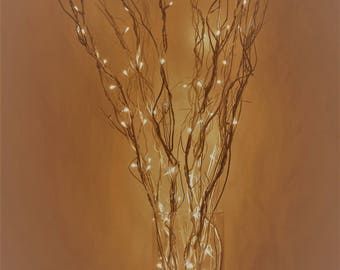 LED Lighted Curly Willow Branches Battery operated with Remote and Extra Branches Silver, Gold, Pearl, Dark brown