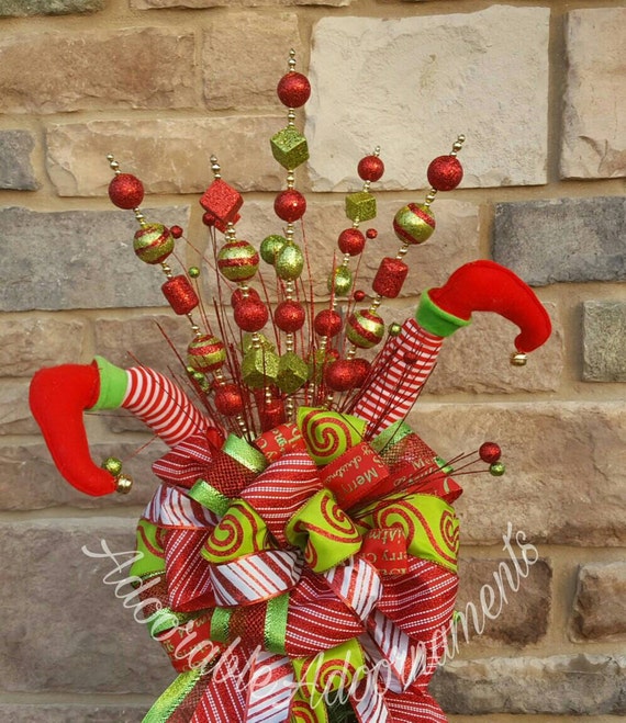 whimsical christmas tree topper christmas bow topper elf whimsical christmas tree topper christmas bow topper elf