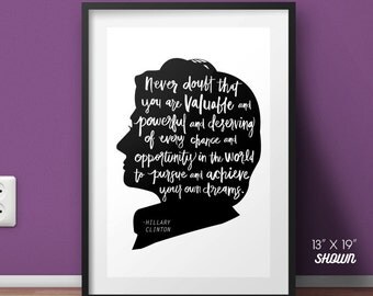 Hillary Clinton poster, Hillary Clinton, Never doubt, motivational poster, hillary, I‘m with her, Hillary quotes, politics print, feminism