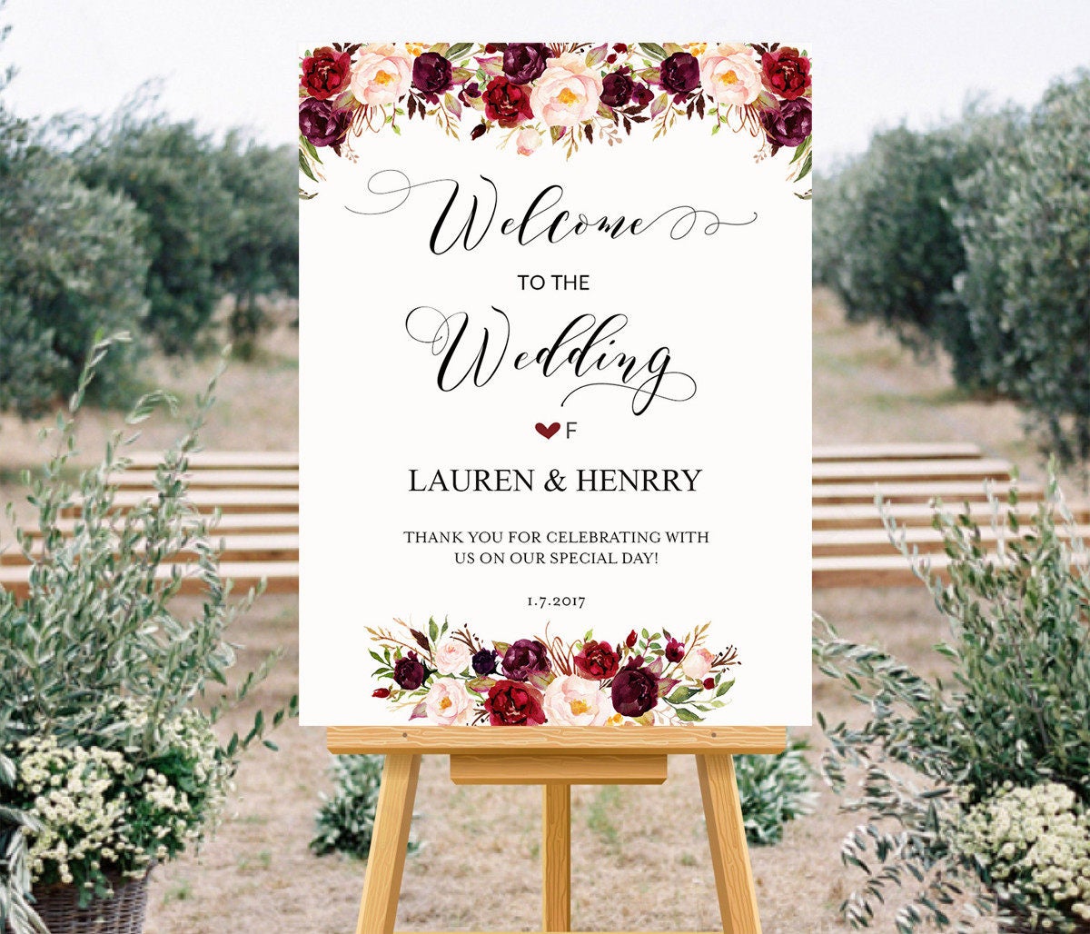 Printable Wedding Welcome Sign Templates Floral Wedding Sign