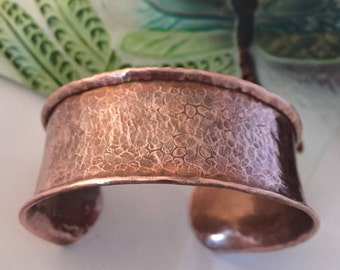 Hand Forged Copper Textured Cuff Bracelet