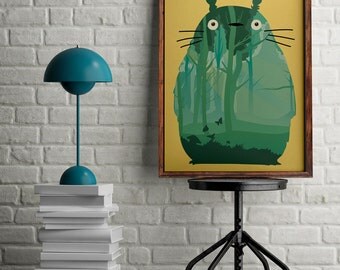 Totoro poster, My neighbor Totoro art, Alternative movie poster, gift for manga lovers