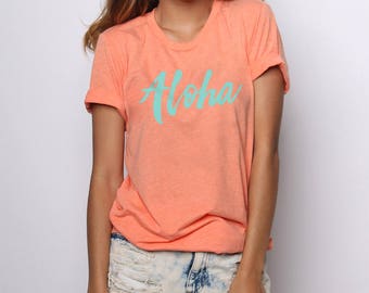 Aloha Shirt, Aloha Beaches, Summer Tshirts, Hawaiian Shirt, Beach Tshirt, Graphic Tees for Women, Surf Shirt