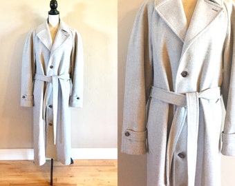 Vintage Pendleton Trench Coat, Vintage Men's Pendleton Tan Long Wool Overcoat Size 42 Large