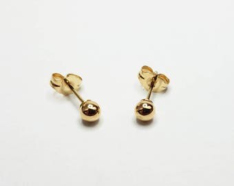 Genuine 14kt Yellow Gold Stud Earrings