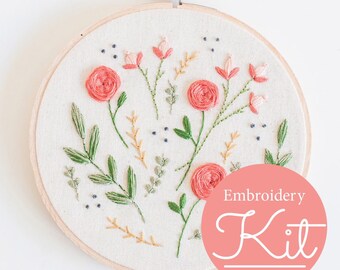 FLORAL BURST Embroidery Kit ~ Do it Yourself Embroidery Kit with Pattern