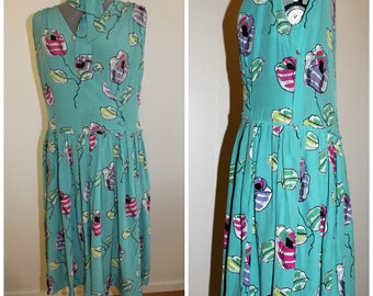 Vintage 40s Dress Women, 40s dress, Vintage Clothing, Day dress, Silk, Medium, 1940s dress,