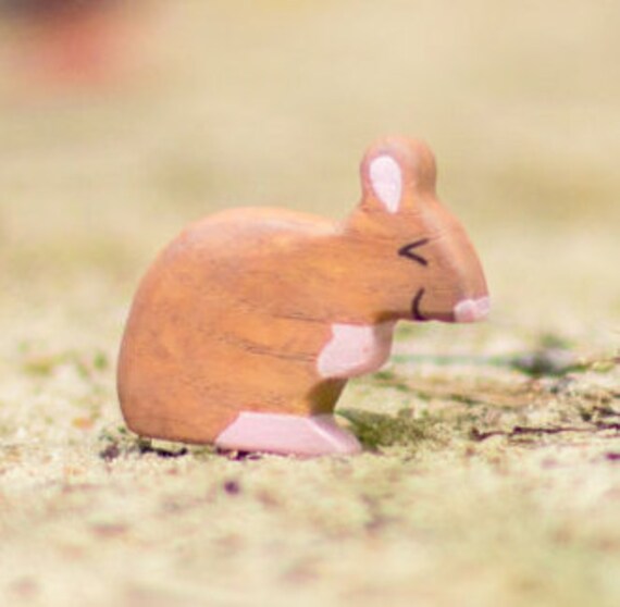 Wooden Mouse Toy Barnyard animal figurines Play space Waldorf