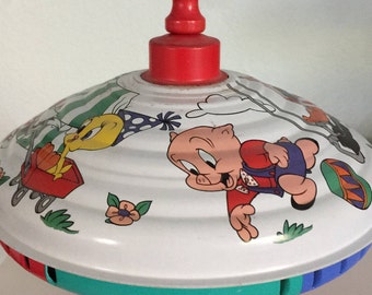 Vintage 1992 Spinning Top Toy Warner Bros. Looney Tunes Cartoons Painted Metal