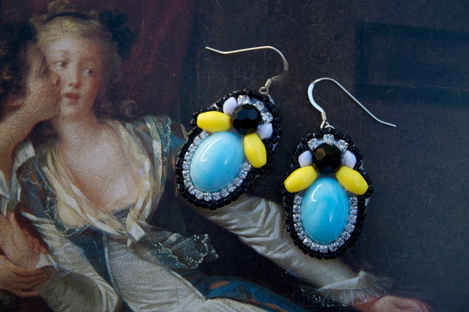 Pastel Blue Statement Earrings Blue Resin Earrings Marie