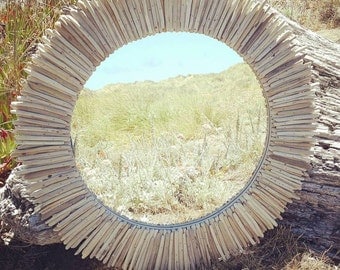 MADE TO ORDET 30" Round Driftwood Mirror,Reclaimed Wood Mirror, Rustic Mirror