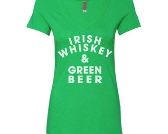 Irish Whiskey & Beer - St Patrick's Day Shirt - St paddys day shirt - St Pattys day shirt - Irish Shirt - Green Shirt - Green Beer - Clover