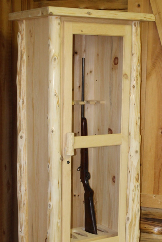 Rustic Log Gun Cabinet Solid Pine & Cedar