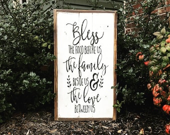 Bless the Food Before Us the Family Beside Us & the Love Between Us | Pallet Sign | Wood Sign | Dining Room Sign | Farmhouse | Country