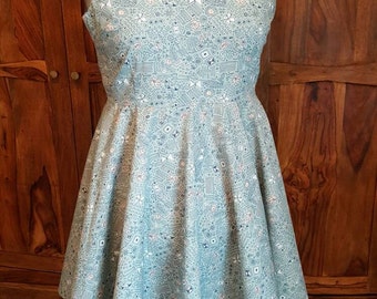 Skater dress in your choice of fabric handmade dress custom made womens dress full circle skirt v-back low back ladies Art Gallery Fabric