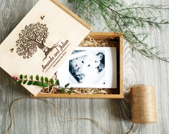 Wedding Photo Box Engraved Wedding Photo Memory Box Personalized Box Keepsake box Wedding gift for couple Anniversary gift wooden photo box