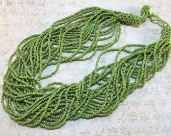 Bib, Statement, Beadwork Necklace in Green with Free Shipping (Other Styles Can Be Made to Order)