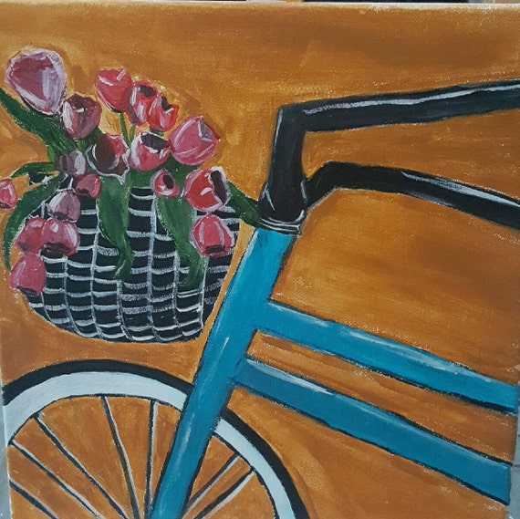 Clearance Acrylic Painting Bicycle by jennysartboutique on Etsy