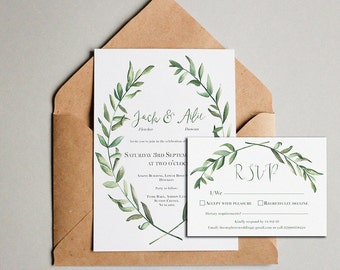 Olive leaf rustic Wedding Invitations