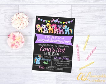 My Little Pony Birthday Invitation, Girl Birthday Invitation, My Little Pony, Rainbow Dash, My Little Pony Party, Digital Printable File
