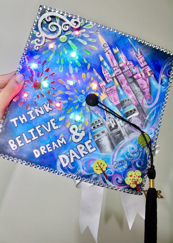 Disney LIGHT-UP Graduation Cap Hand Painted