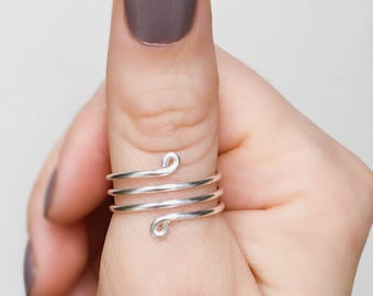 Teardrop Silver Thumb Ring, Silver thumb ring, Sterling silver, Thumb ring, Layered ring, Twisted thumb ring, Wire ring, Swirl ring, Gift