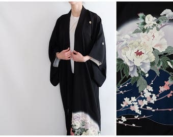 Oriental Kimono - Tomesode - Silk Kimono - Vintage Japanese Kimono - Stunning Floral Kimono - Original Japanese Wear - Japanese Silk Kimono