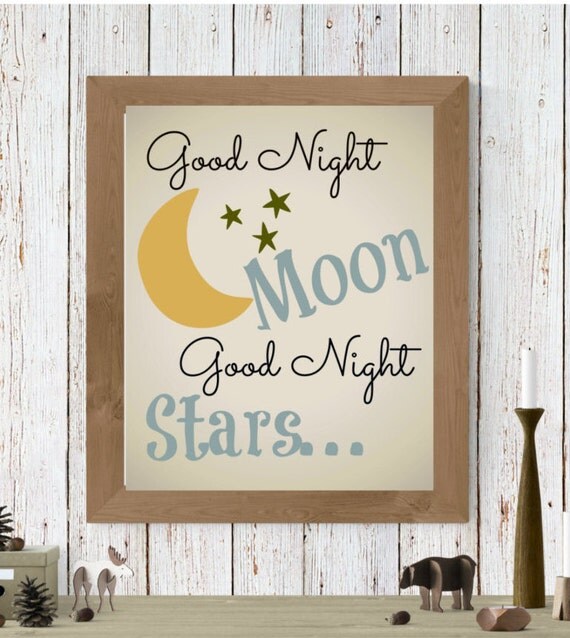 Printable Word Art Good Night MOON Goodnight STARS Vintage