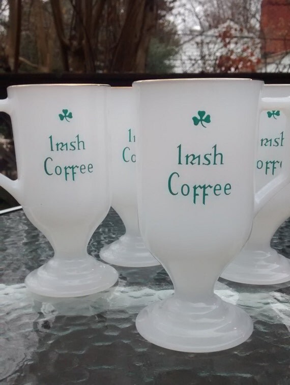 Irish coffee milk glass mugs Irish coffee cups st