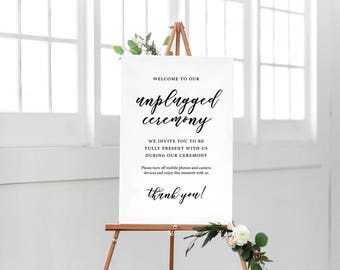 Printable Wedding Sign | Unplugged Wedding Sign | Unplugged Ceremony Sign | Minimalist Wedding Sign | Calligraphy Sign, Modern Ceremony Sign