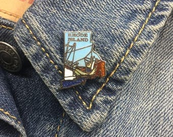 Vintage Rhode Island enamel lapel pin (stock# t16) hat pin, hat pins, state pin, brooch, enamel pin, new england