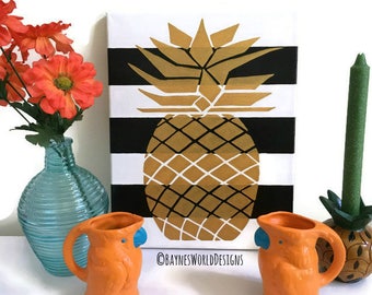 Black And Gold Wall Art gold pineapple art | etsy Black And Gold Wall Art gold pineapple art | etsy
