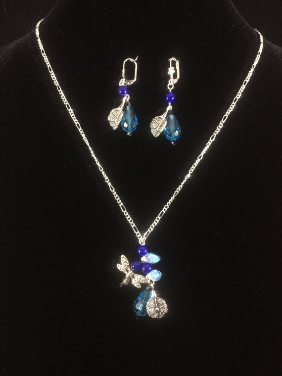 Blue Lily Earring and Necklace Set