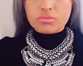 Dylanlex inspired statement necklace: Handcrafted Silver necklace Ethnic necklace Gypsy necklace Boho necklace