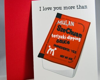 I Love You Szechuan Sauce Card - I Love You Card, Funny Love Cards, Rick And Morty Card, I Love You More Than, Szechuan Sauce, For Him