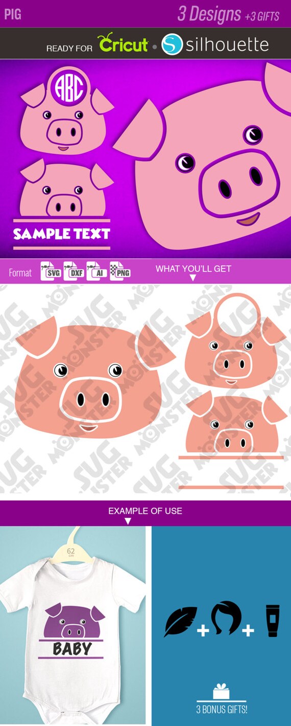 Download PIG svg SPLIT MONOGRAM svg Cut Files for Electronic Vinyl