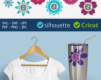Flower Monogram Svg Daisy initial frame for Cricut Flower Frame Svg Camomile cut files download Silhouete dxf files Flower vinyl design