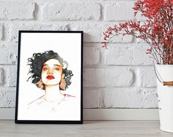 fashion illustration, glam model, wall art - 3 sizes available Giclee print