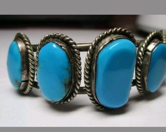 Vintage sterling silver turquoise cuff bracelet