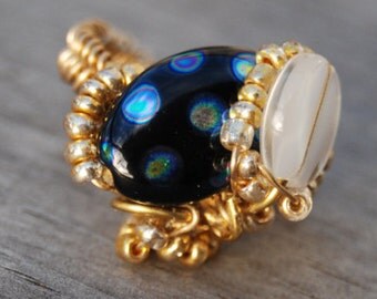 Items similar to Copper Freeform Wire Wrap Pendant with Peach and Grey