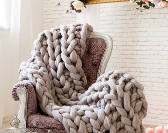 Chunky Throw Blankets, FREE SHIP, warm throw, merino wool throw. Sofa throw, bed throw. Chunky wool throw, thick knit throw, soft throw.