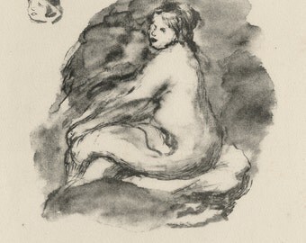 PIERRE AUGUSTE RENOIR (French,1841-1919), "Etude de Femme Nue, Assise (2nd state)", ca. 1904, original lithograph