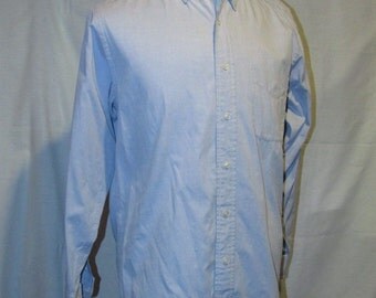 Men's Brooks Brothers Dress Shirt Blue Button Collar 15 33 100% Cotton